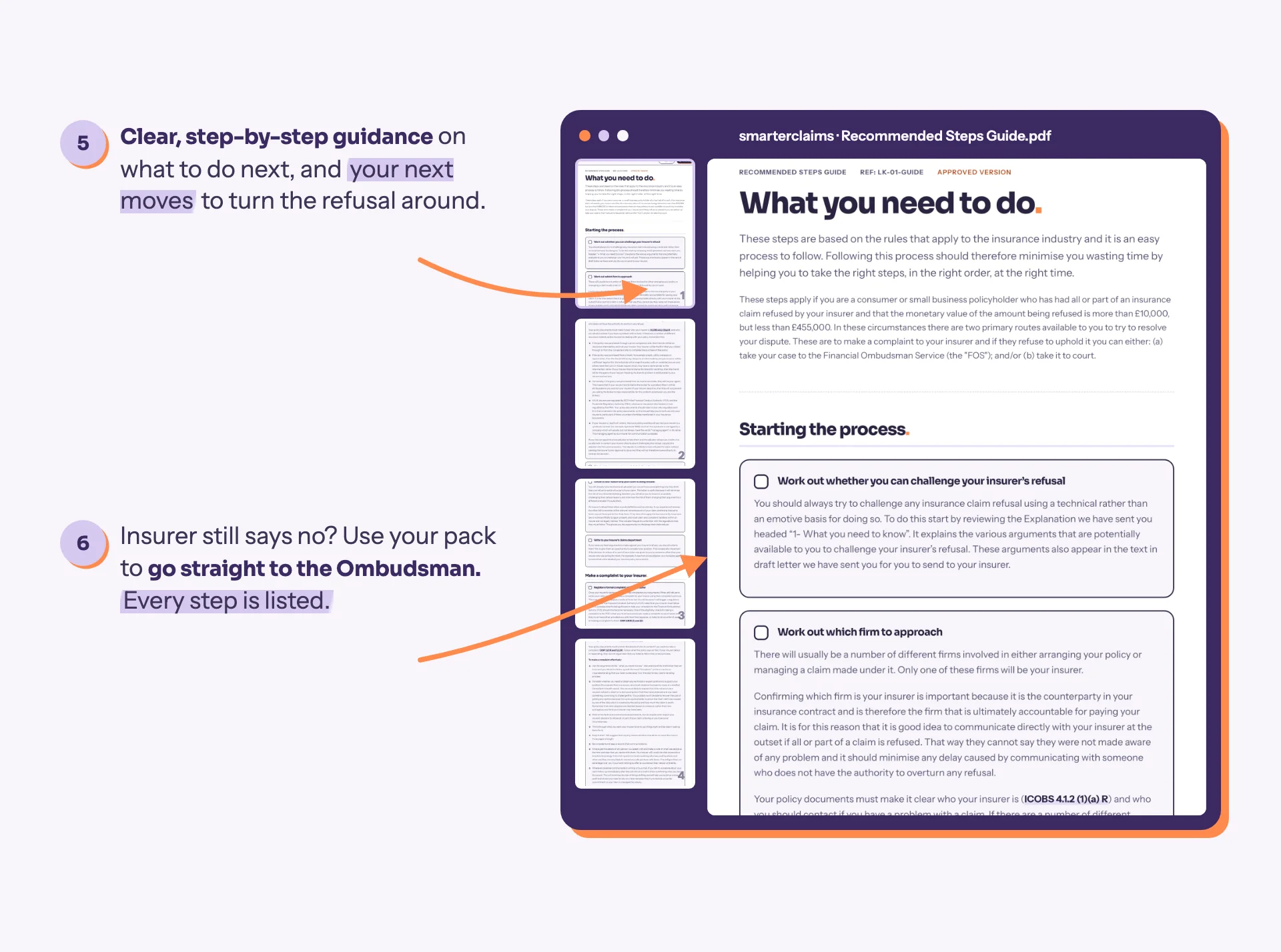 The Recommended Steps Guide: what to do next, including how to go to the Ombudsman